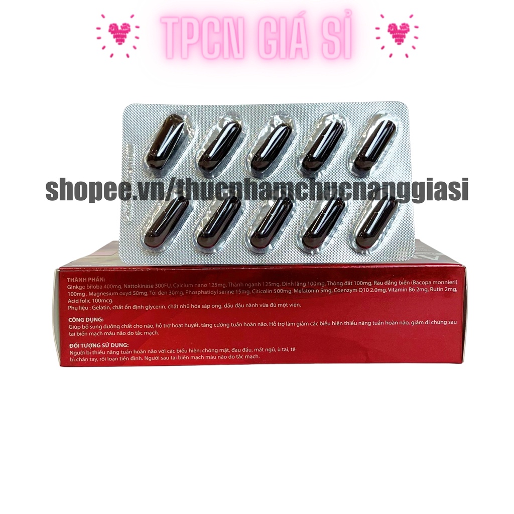 Viên bổ não AN NÃO VƯƠNG giúp tăng cường trí nhớ, tăng tuần hoàn máu não, ngừa tai biến - HỘP 30 viên
