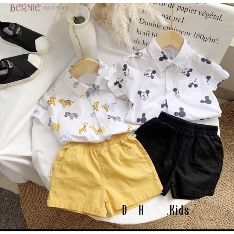 bộ áo micky hươu quần kaki co giãn cho bé