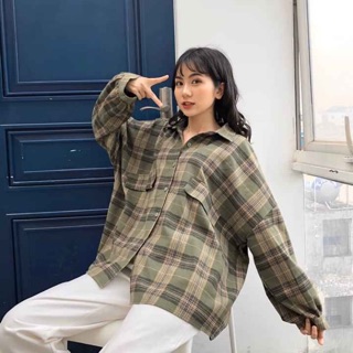 Áo sơ mi kẻ form rộng
