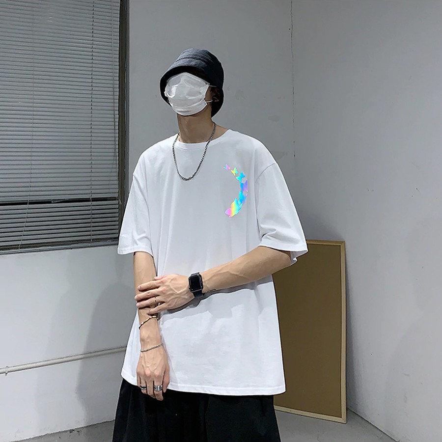 Áo Thun Phản Quang 7 Màu Tay Lỡ Unisex Nam Nữ Bướm 2