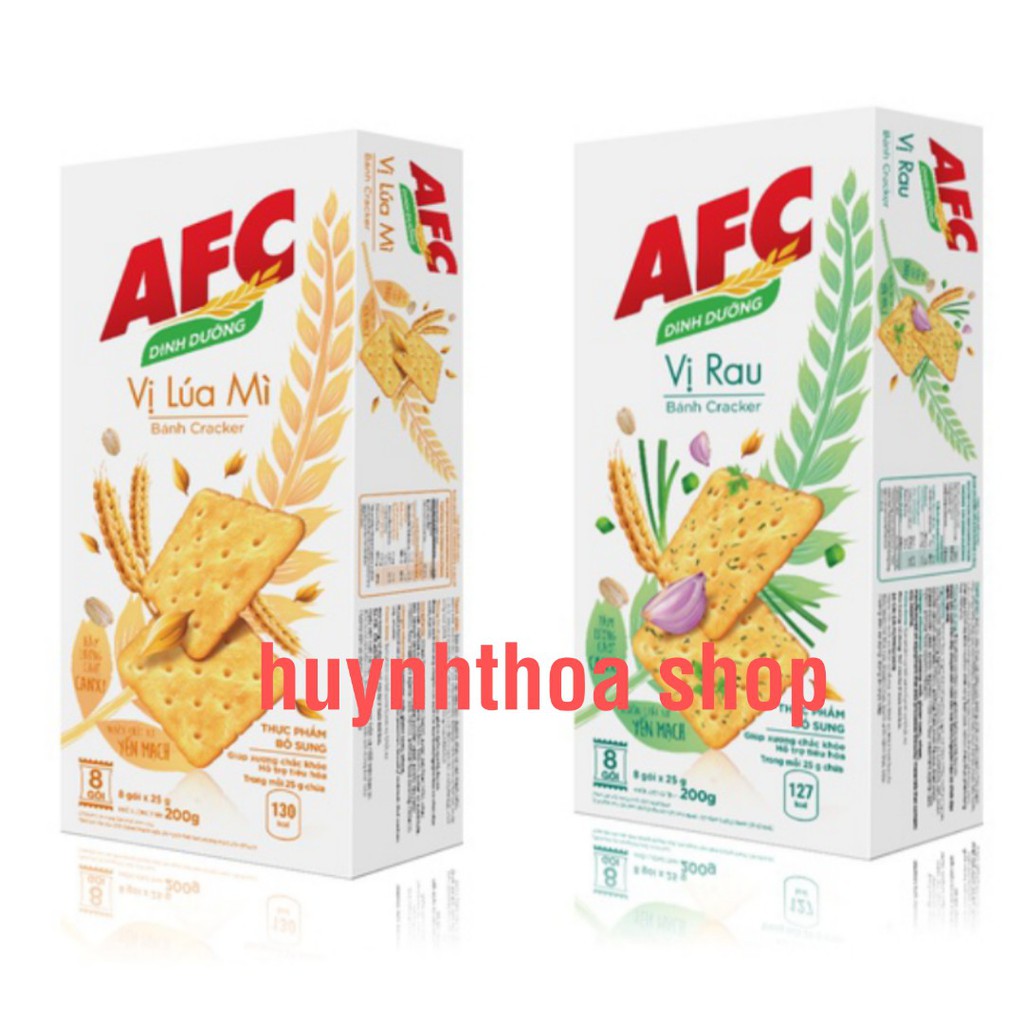 [Mã 77FMCGSALE1 giảm 10% đơn 250K] [hsd 2022] Bánh Qui Mặn AFC 2 Vị Rau Cải & Lúa Mì 200g(8 gói*25g)