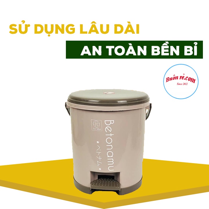 Thùng rác tròn nhựa Việt Nhật (MS: 8024) tiện ích, cao cấp - Thùng đựng rác dung tích 5L có đạp chân 01436