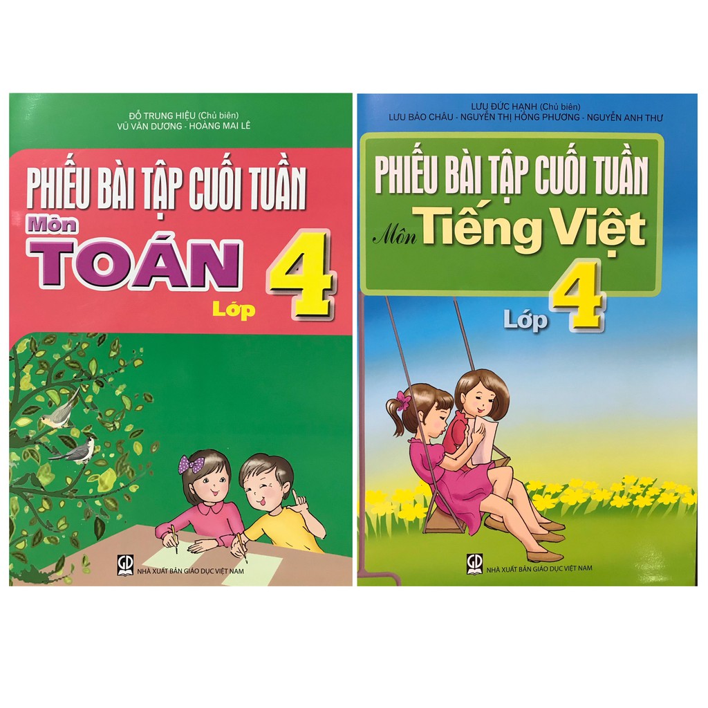 Sách Combo phiếu bài tập cuối tuần môn Tiếng việt và Toán lớp 4