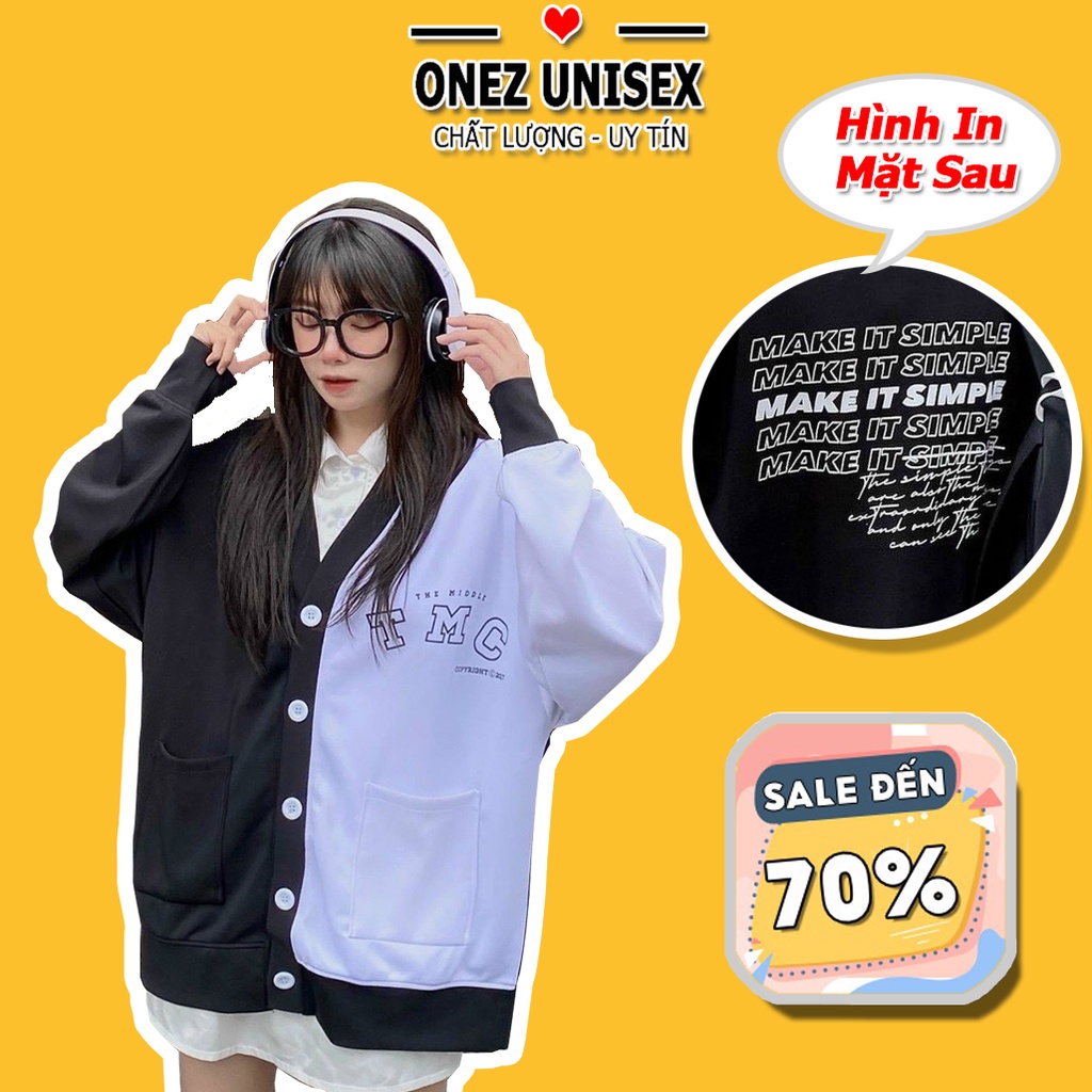 Áo Khoác Bomber Nam Nữ Chất Liệu Nỉ Phối Đen Trắng ONEZ mềm mịn form rộng bóng chày unisex phong cách ulzzang