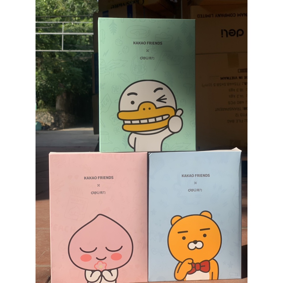Sổ tay ghi chép bìa da PU cao cấp Deli x Kakao Friends 112 trang -Khổ 140x193mm-22252
