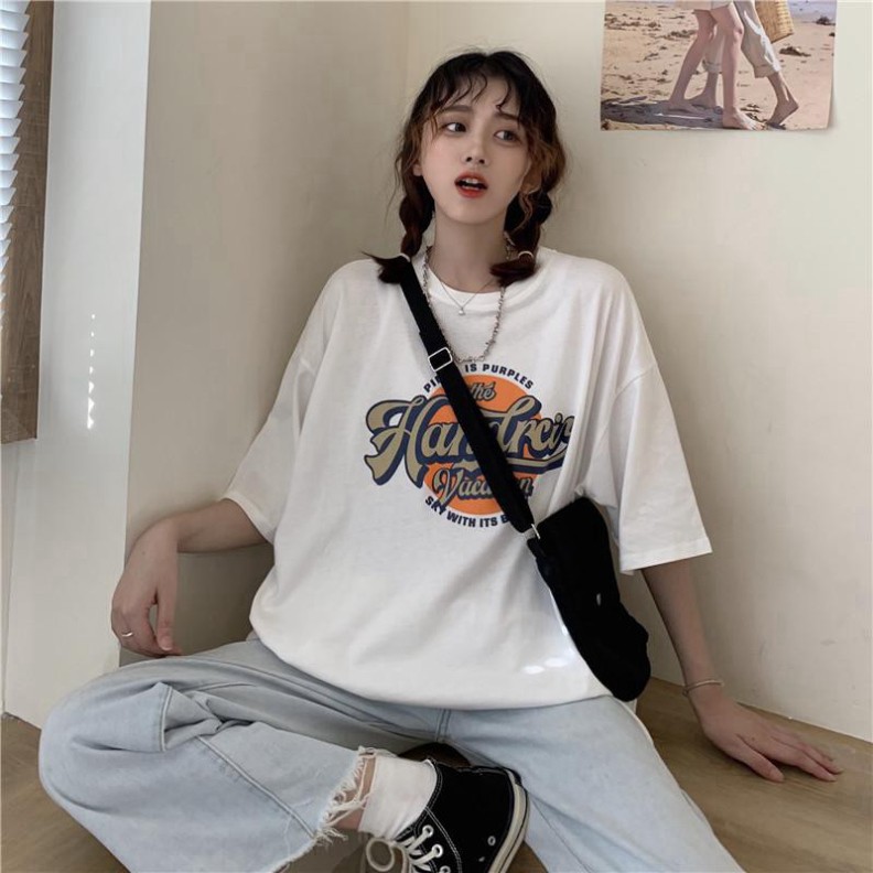 Áo Phông Unisex, Áo Thun Nam Nữ Form Rộng Tay Lỡ Freesize Handrey 40kg - 55kg | BigBuy360 - bigbuy360.vn