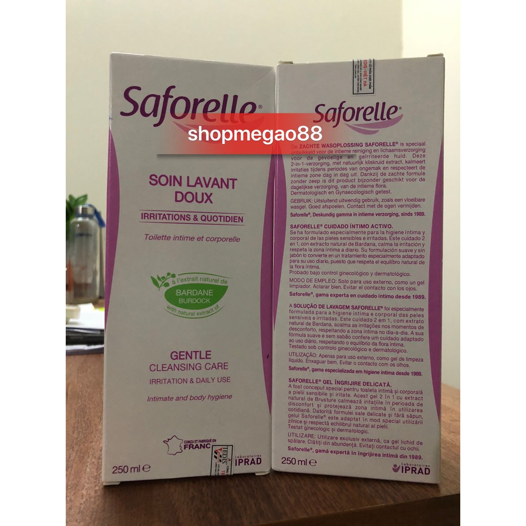 Saforelle Soin Lavant Doux - Dung Dịch Vệ Sinh Phụ Nữ (100ml ~ 250ml)