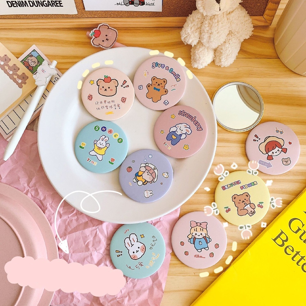 Gương Mini 1 Mặt Gấu Thỏ House Cute Dễ Thương phong cách Hàn Quốc 521