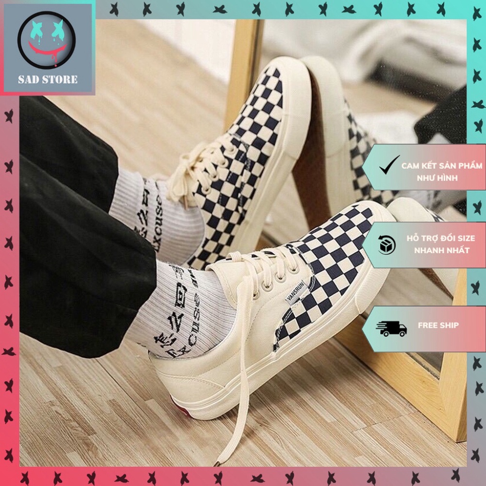 Giày Vans Caro Buộc Dây, Giày Vans Buộc Dây Hàng Cao Cấp Full Box + Bill