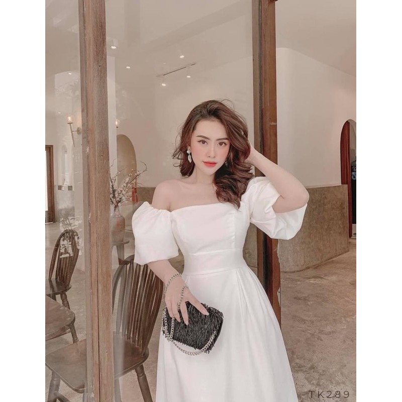 VNU244 - VÁY TRẮNG TẰM THÁI 2 LỚP CỔ VUÔNG | BigBuy360 - bigbuy360.vn