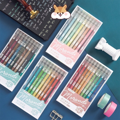Bút bi gel morandi nhiều màu công nghệ Nhật Bản thiết kế độc đáo (Set 9 bút)