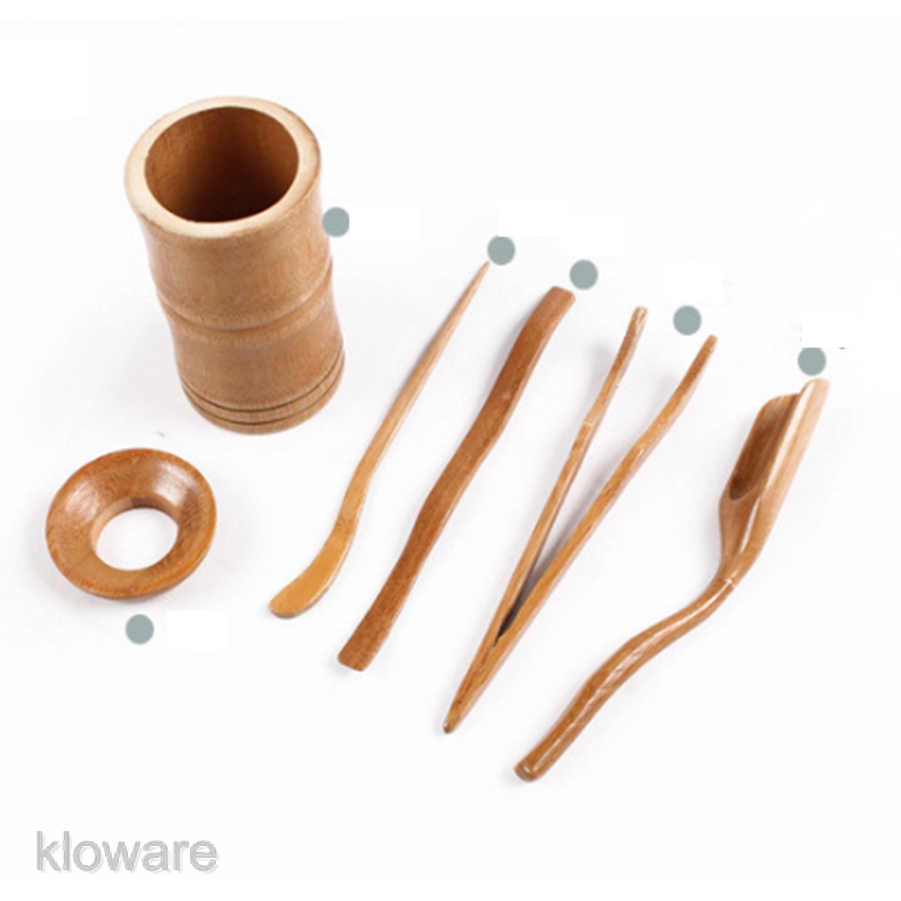 Set 6 dụng cụ pha trà bằng gỗ tre phong cách Trung Hoa