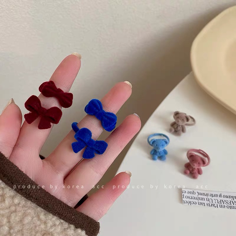 Hộp Đựng Nhẫn Hình Chú Gấu Và Nơ Màu Đỏ / Xanh Dương Thời Trang Xinh Xắn Cho Nữ