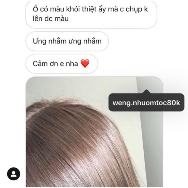 Nhuộm tóc màu nâu khói không tẩy (tặng trợ nhuộm + găng)