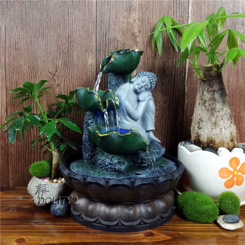 Buddha Tabletop Fountain Landscape Resin Decor for Desk Indoor Home Office