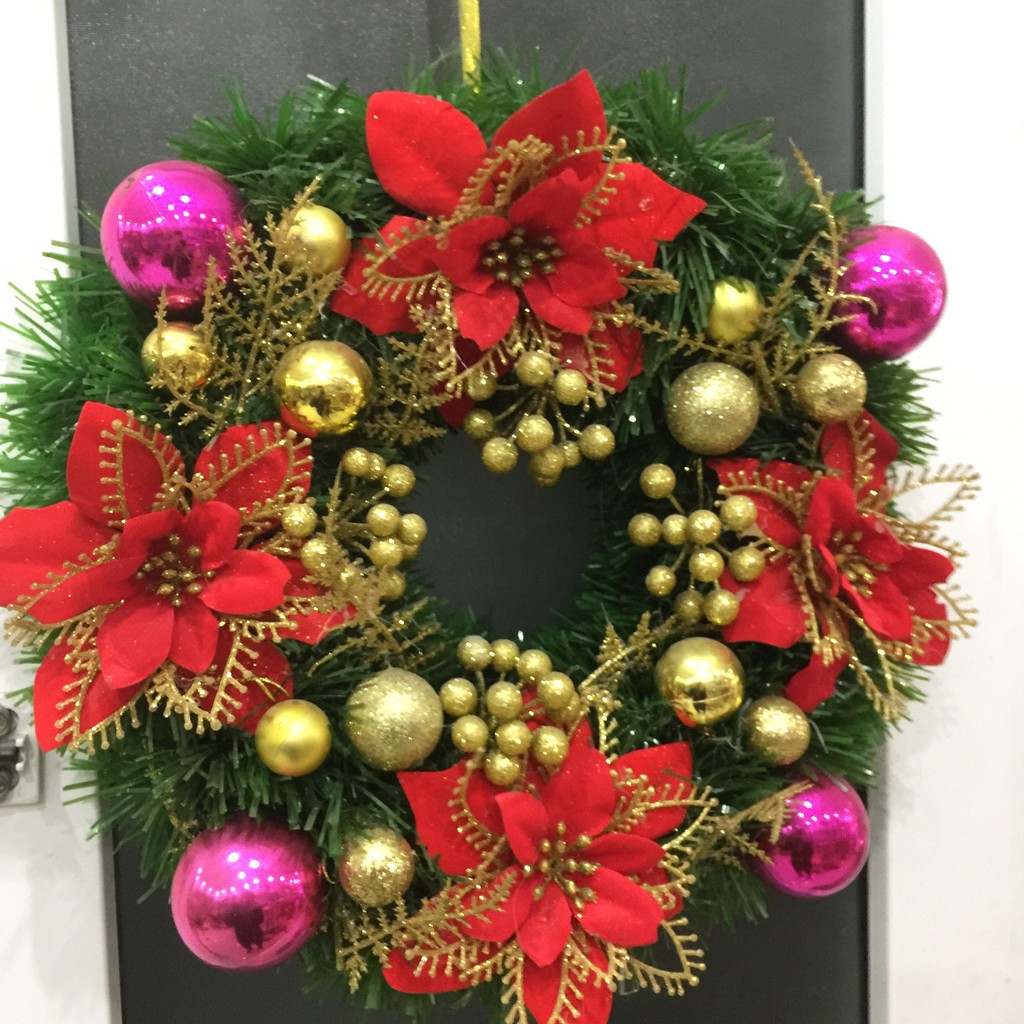 Vòng Nguyệt Quế Trang Trí Giáng Sinh Đường Kính 40cm Treo Cửa