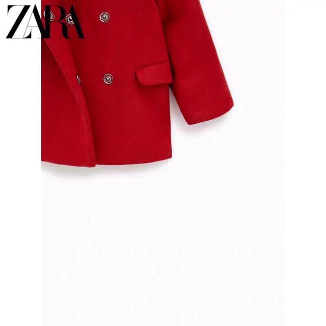 Áo dạ đỏ cúc nơ Zara dư xịn