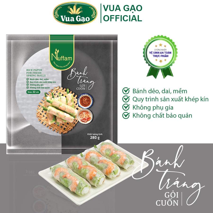 [MUA 3 TẶNG 25K] Bánh Tráng Gỏi Cuốn 280gr - Chính Hãng Nuffarm - Dẻo, Dai, Mềm, Thơm Ngon (Cam kết date mới)