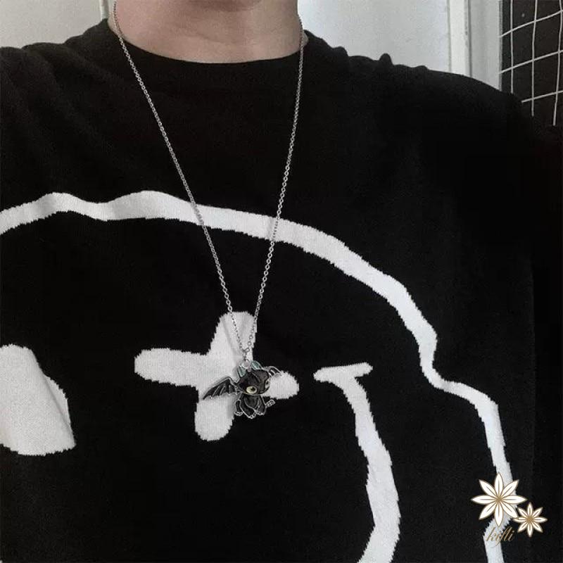 【Kifli.vn】 Vòng cổ Cặp Đôi Hình Rồng Bay Màu Trắng Đen