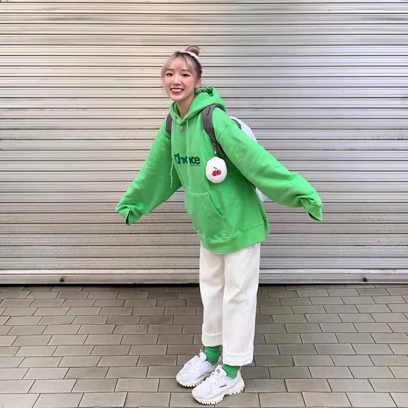 Áo Hoodie Tay Dài Túi Bụng Unisex Xanh Lá Chance