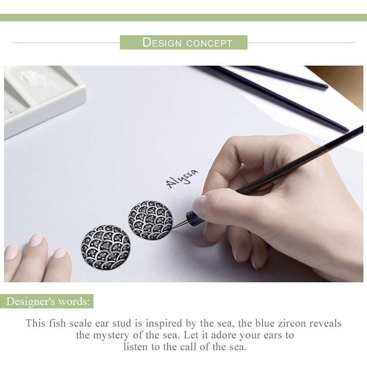 Đôi Bông Tai BAMOER SCE239 100% Bằng Bạc 925 Phong Cách Biển Huyền Thoại Dành Cho Nữ