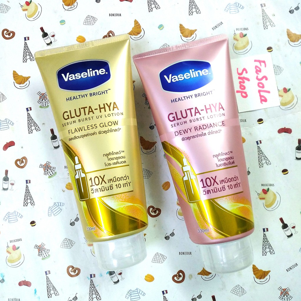 Sữa dưỡng thể VASELINE GLUTA-HYA 10X 330ml Thái Lan Healthy Bright Serum Burst UV Lotion flawless glow dewy radiance