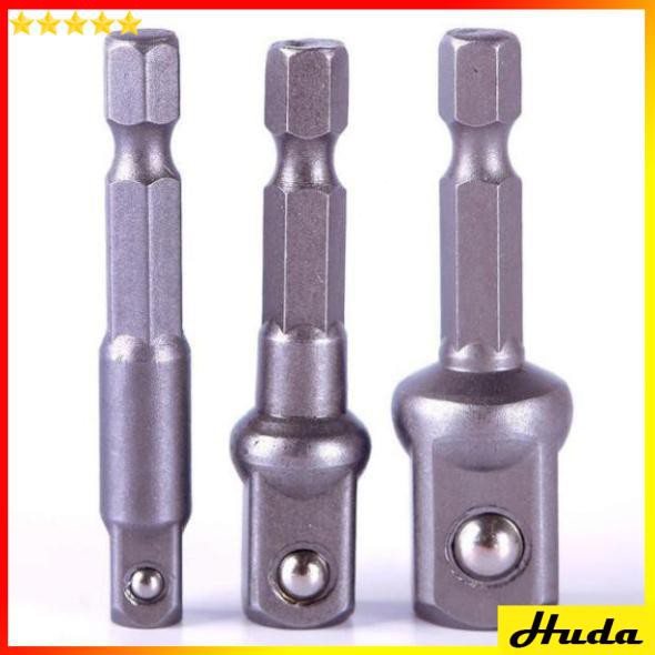 Bộ 3 đầu chuyển vặn khẩu 1/4" 3/8" 1/2" gắn cho máy khoan  -  đồ làm mộc