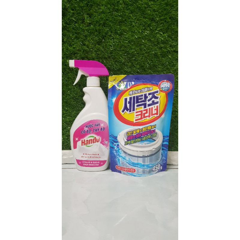 combo 2 bộ sản phẩm tẩy lòng giặt Hàn Quốc 450g + tẩy cổ áo hando 600ml