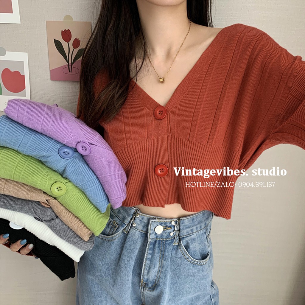 [FREESHIP] Áo cardigan len 2 cúc giữa Ulzzang (hàng QC) - Kèm ảnh thật