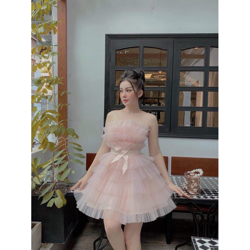 Đầm cúp tầng dúm cực xinh kèm ảnh và video 1000% thật