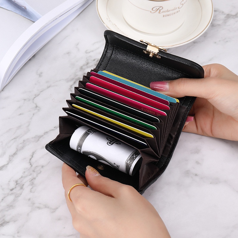 Ví da cầm tay mini có nhiều ngăn đựng thẻ tiện lợi cho nữ