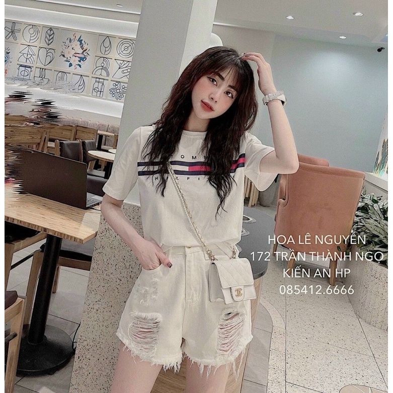 Áo thun nữ chữ TOM dáng rộng, Áo phông nữ dáng dài cổ tròn ngắn tay AT7572 - NhiNhi Shop
