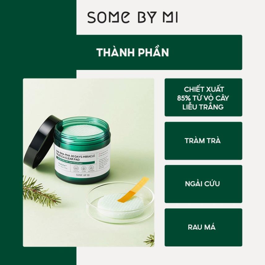 Hàng Công ty Bông Tẩy Da Chết Giảm Mụn SomeByMi AHA-BHA-PHA 30 Days Miracle Truecica Clear Pad 70 Miếng