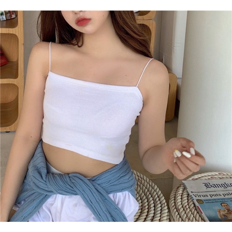 MS239 Áo len tăm 2 dây bún croptop