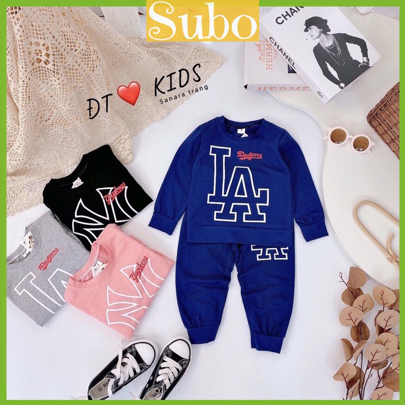 Đồ bộ thu đông dài tay bé trai bé gái chất cotton tàu loại 1 LA_Quần áo trẻ em thu đông cho bé từ 8- 18 kg
