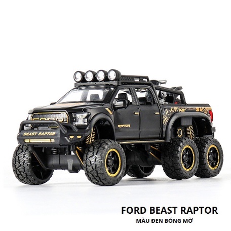 Mô hình xe bán tải Ford F-150 Beast Raptor 6X6 vỏ sắt 1:28 ô tô đồ chơi tĩnh F150 Offroad oto rc mini trẻ em hãng Chezhi