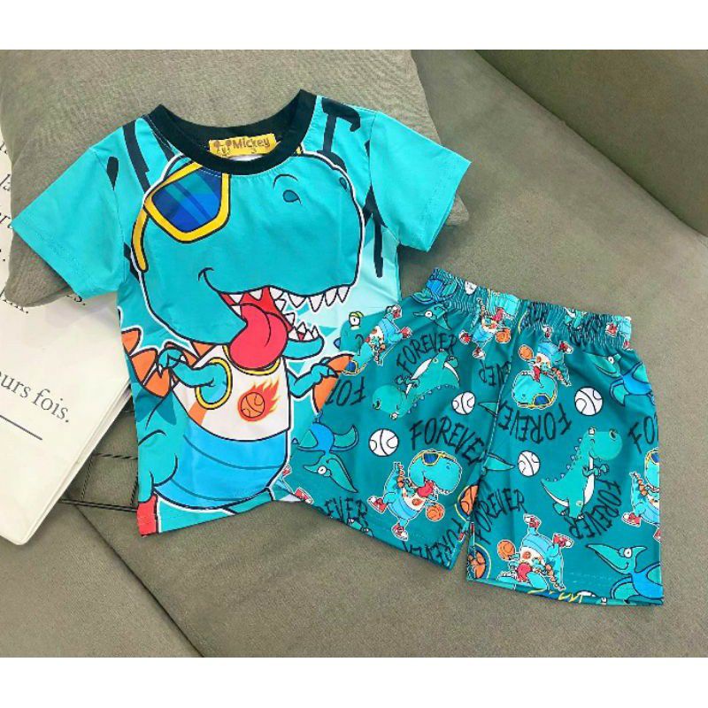 Bộ bé trai thun lạnh in 3D nhân vật hoạt hình siêu hot