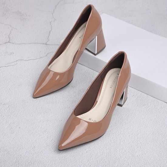 [VNXK] Giày Cao Gót Nữ Mũi Nhọn Công Sở Đế Vuông Cao 5CM