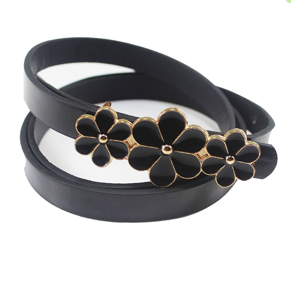 SmileFairyCC【COD &amp; Hàng Có Sẵn】Thắt Lưng Mỏng Co Giãn Đính Nút Hợp Kim Hình Hoa Thời Trang Sang Trọng Cho Nữ