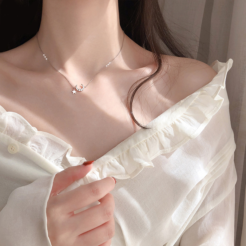 vòng cổ Mặt Hình Mặt Trăng Phong Cách Hàn Quốc Cho Nữ