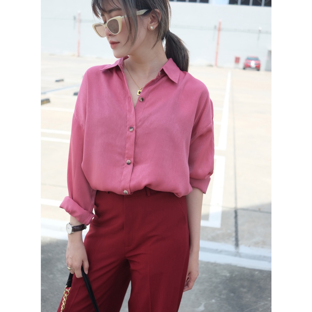 PINKY SHIRT 🌸🌸🌸 ÁO SƠ MI LỤA FORM RỘNG 🌸🌸🌸