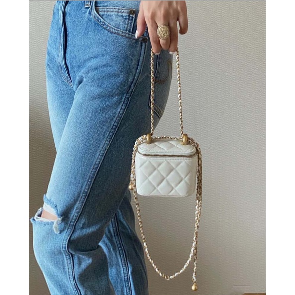 Túi xách hộp vuông mini trần trám dây đeo dài cực xinh S099
