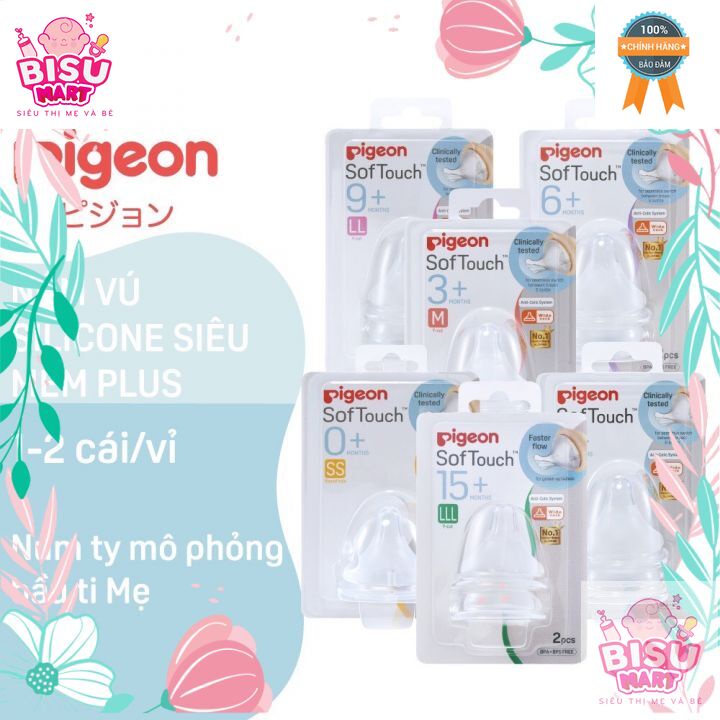 Núm vú cổ rộng Pigeon cao cấp PPSU Plus