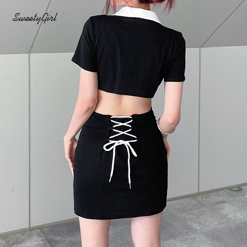 Đầm Cổ Chữ V Tay Ngắn Dáng Ôm In Chữ Phối Màu Tương Phản Thời Trang Cho Nữ 2022