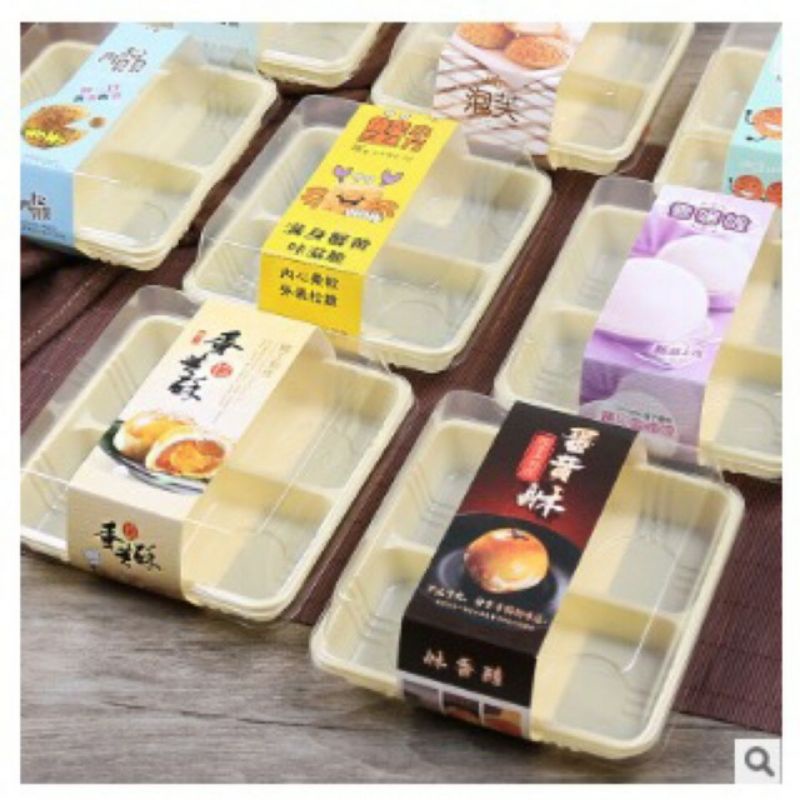 Set 10 hộp nhựa đựng 4 bánh 50-75g đế vàng/hộp nhựa đựng bánh trung thu