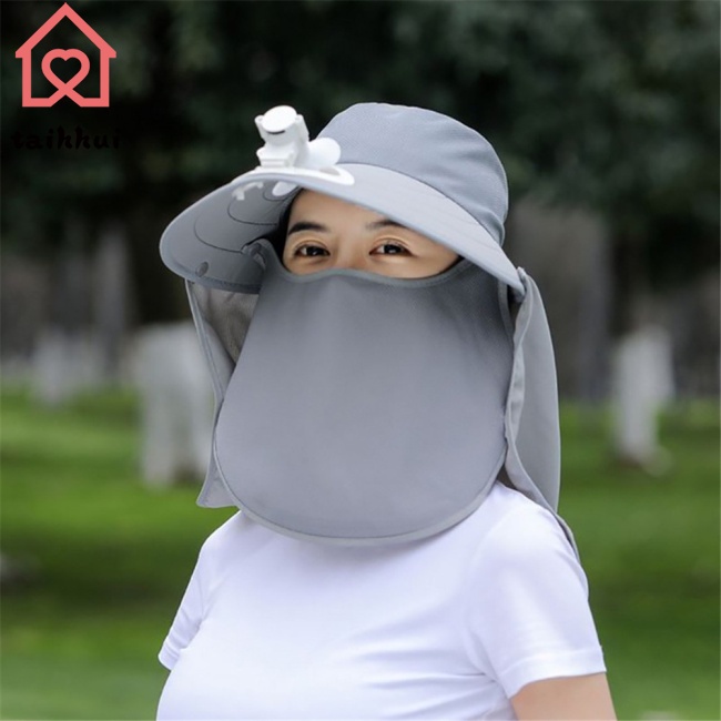 Giảm giá hot Mũ chống nắng thể thao ngoài trời có quạt + Che cổ che nắng