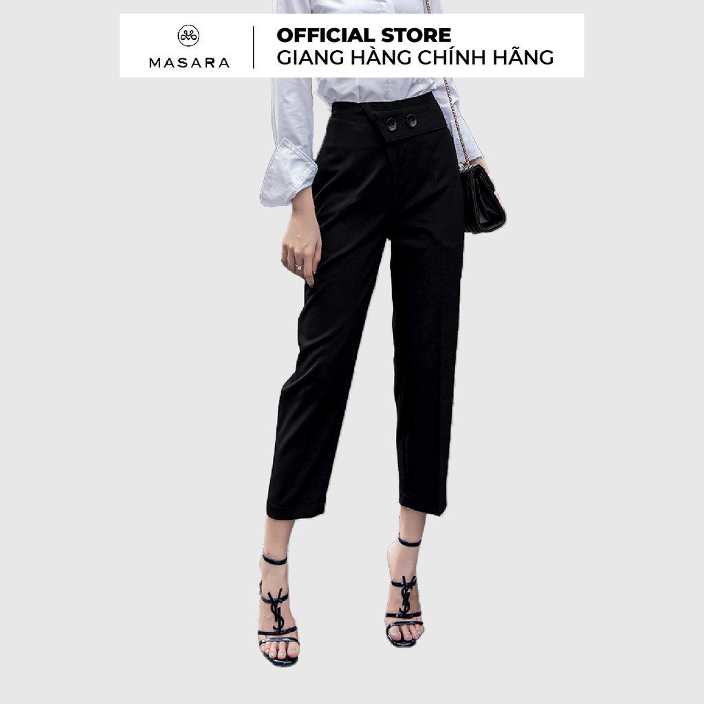 Quần tây Masara dáng baggy 2 nút màu đen