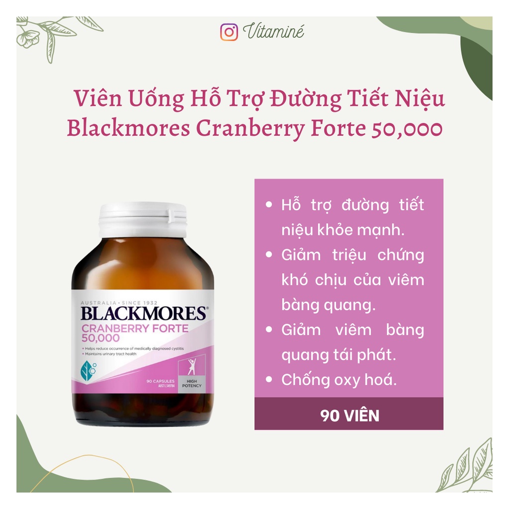 Viên uống hỗ trợ đường tiết niệu, bàng quang hàm lượng cao 50000mg, blackmores cranberry forte 30 viên