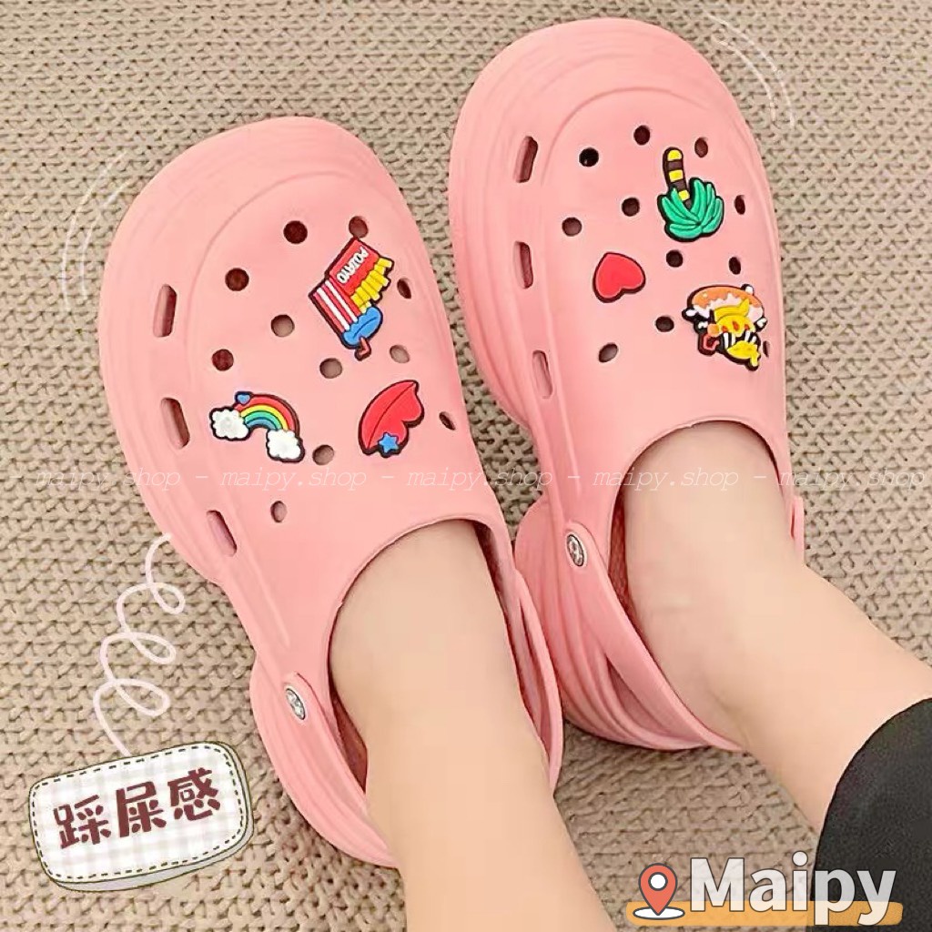 Dép cross bánh mì EVA  cao 6cm (tặng 6 sticker) siêu nhẹ lỗ thoáng khí quai hậu Maipy - SL062