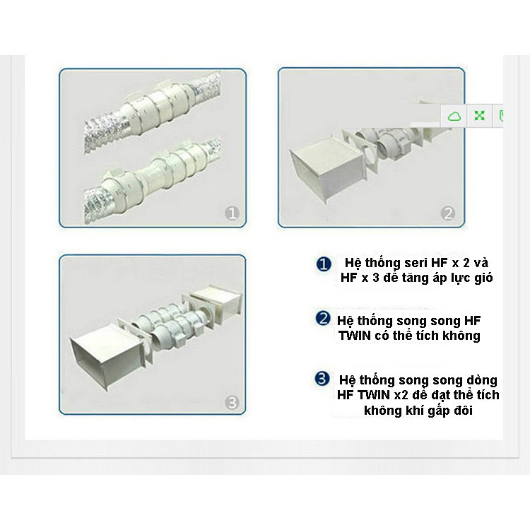Quạt hút thông gió nối ống phi 100mm - Quạt hút đồng trục - Hàng chính hãng siêu chống ồn